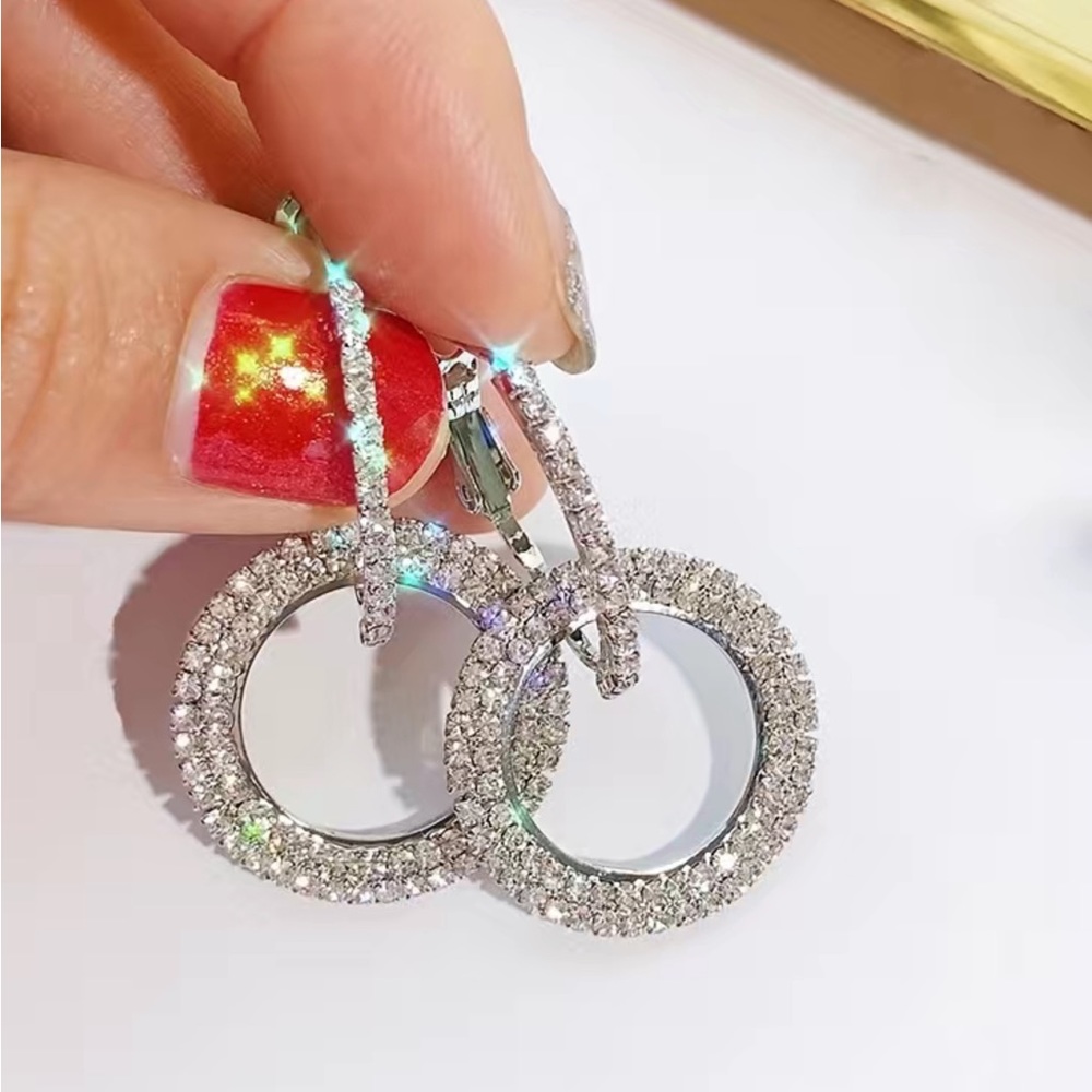 Beautiful Convertible Round Drop Simulated Diamond Earrings